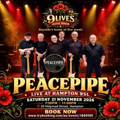 Peacepipe live at Hampton RSL, Saturday 21 November, 7:30pm